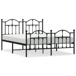 vidaXL Metal Bed Frame Bedroom Platform Bed Base Bedstead Mattress Foundation - black, 140 x 200/with headboard & footboard