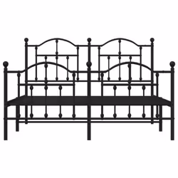 vidaXL Metal Bed Frame Bedroom Platform Bed Base Bedstead Mattress Foundation - black, 140 x 200/with headboard & footboard - Additional view 4