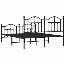 vidaXL Metal Bed Frame Bedroom Platform Bed Base Bedstead Mattress Foundation - black, 140 x 200/with headboard & footboard - Additional view 6