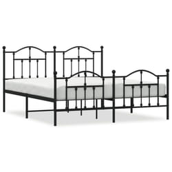 vidaXL Metal Bed Frame Bedroom Platform Bed Base Bedstead Mattress Foundation - black, 180 x 200/with headboard & footboard