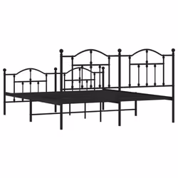 vidaXL Metal Bed Frame Bedroom Platform Bed Base Bedstead Mattress Foundation - black, 180 x 200/with headboard & footboard - Additional view 6