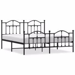 vidaXL Metal Bed Frame Bedroom Platform Bed Base Bedstead Mattress Foundation - black, 183 x 213/with headboard & footboard