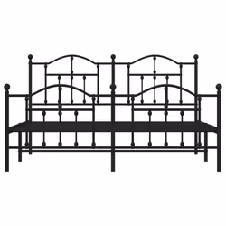 vidaXL Metal Bed Frame Bedroom Platform Bed Base Bedstead Mattress Foundation - black, 183 x 213/with headboard & footboard - Additional view 4