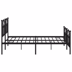 vidaXL Metal Bed Frame Bedroom Platform Bed Base Bedstead Mattress Foundation - black, 183 x 213/with headboard & footboard - Additional view 5