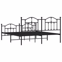 vidaXL Metal Bed Frame Bedroom Platform Bed Base Bedstead Mattress Foundation - black, 183 x 213/with headboard & footboard - Additional view 6