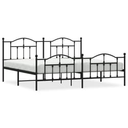 vidaXL Metal Bed Frame Bedroom Platform Bed Base Bedstead Mattress Foundation - black, 193 x 203/with headboard & footboard