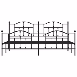 vidaXL Metal Bed Frame Bedroom Platform Bed Base Bedstead Mattress Foundation - black, 193 x 203/with headboard & footboard - Additional view 4