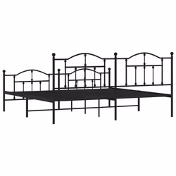 vidaXL Metal Bed Frame Bedroom Platform Bed Base Bedstead Mattress Foundation - black, 193 x 203/with headboard & footboard - Additional view 6
