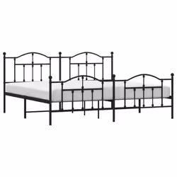 vidaXL Metal Bed Frame Bedroom Platform Bed Base Bedstead Mattress Foundation - black, 200 x 200/with headboard & footboard - Additional view 2