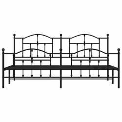 vidaXL Metal Bed Frame Bedroom Platform Bed Base Bedstead Mattress Foundation - black, 200 x 200/with headboard & footboard - Additional view 4