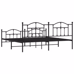vidaXL Metal Bed Frame Bedroom Platform Bed Base Bedstead Mattress Foundation - black, 200 x 200/with headboard & footboard - Additional view 6