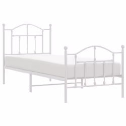 vidaXL Metal Bed Frame Bedroom Platform Bed Base Bedstead Mattress Foundation - white, 90 x 190/with headboard & footboard - Additional view 2