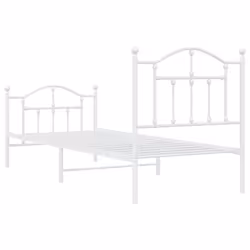 vidaXL Metal Bed Frame Bedroom Platform Bed Base Bedstead Mattress Foundation - white, 90 x 190/with headboard & footboard - Additional view 6