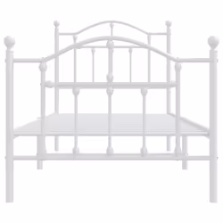 vidaXL Metal Bed Frame Bedroom Platform Bed Base Bedstead Mattress Foundation - white, 90 x 200/with headboard & footboard - Additional view 4