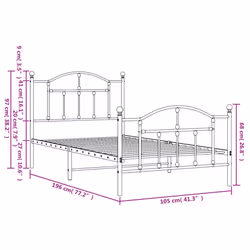 vidaXL Metal Bed Frame Bedroom Platform Bed Base Bedstead Mattress Foundation - white, 100 x 190/with headboard & footboard - Additional view 3