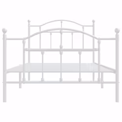 vidaXL Metal Bed Frame Bedroom Platform Bed Base Bedstead Mattress Foundation - white, 100 x 190/with headboard & footboard - Additional view 4