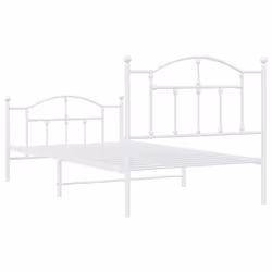 vidaXL Metal Bed Frame Bedroom Platform Bed Base Bedstead Mattress Foundation - white, 100 x 190/with headboard & footboard - Additional view 6