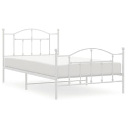 vidaXL Metal Bed Frame Bedroom Platform Bed Base Bedstead Mattress Foundation - white, 107 x 203/with headboard & footboard