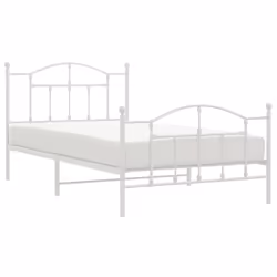 vidaXL Metal Bed Frame Bedroom Platform Bed Base Bedstead Mattress Foundation - white, 107 x 203/with headboard & footboard