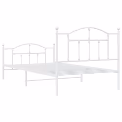 vidaXL Metal Bed Frame Bedroom Platform Bed Base Bedstead Mattress Foundation - white, 107 x 203/with headboard & footboard - Additional view 6
