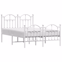 vidaXL Metal Bed Frame Bedroom Platform Bed Base Bedstead Mattress Foundation - white, 120 x 190/with headboard & footboard - Additional view 2