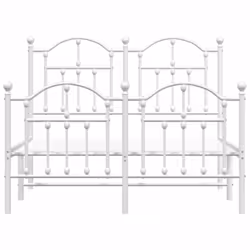 vidaXL Metal Bed Frame Bedroom Platform Bed Base Bedstead Mattress Foundation - white, 120 x 190/with headboard & footboard - Additional view 4
