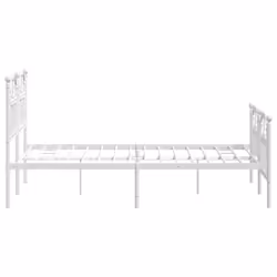 vidaXL Metal Bed Frame Bedroom Platform Bed Base Bedstead Mattress Foundation - white, 120 x 190/with headboard & footboard - Additional view 5