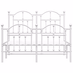 vidaXL Metal Bed Frame Bedroom Platform Bed Base Bedstead Mattress Foundation - white, 120 x 200/with headboard & footboard - Additional view 4