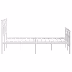 vidaXL Metal Bed Frame Bedroom Platform Bed Base Bedstead Mattress Foundation - white, 120 x 200/with headboard & footboard - Additional view 5