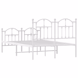 vidaXL Metal Bed Frame Bedroom Platform Bed Base Bedstead Mattress Foundation - white, 120 x 200/with headboard & footboard - Additional view 6