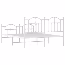 vidaXL Metal Bed Frame Bedroom Platform Bed Base Bedstead Mattress Foundation - white, 140 x 190/with headboard & footboard - Additional view 6