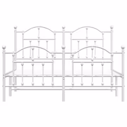 vidaXL Metal Bed Frame Bedroom Platform Bed Base Bedstead Mattress Foundation - white, 140 x 200/with headboard & footboard - Additional view 4