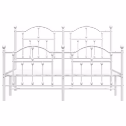 vidaXL Metal Bed Frame Bedroom Platform Bed Base Bedstead Mattress Foundation - white, 150 x 200/with headboard & footboard - Additional view 4