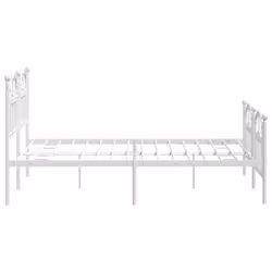 vidaXL Metal Bed Frame Bedroom Platform Bed Base Bedstead Mattress Foundation - white, 150 x 200/with headboard & footboard - Additional view 5