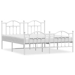 vidaXL Metal Bed Frame Bedroom Platform Bed Base Bedstead Mattress Foundation - white, 180 x 200/with headboard & footboard