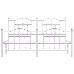 vidaXL Metal Bed Frame Bedroom Platform Bed Base Bedstead Mattress Foundation - white, 183 x 213/with headboard & footboard - Additional view 4