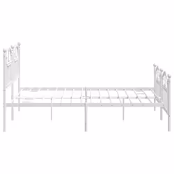 vidaXL Metal Bed Frame Bedroom Platform Bed Base Bedstead Mattress Foundation - white, 183 x 213/with headboard & footboard - Additional view 5