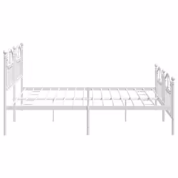 vidaXL Metal Bed Frame Bedroom Platform Bed Base Bedstead Mattress Foundation - white, 193 x 203/with headboard & footboard - Additional view 5