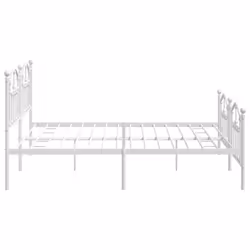 vidaXL Metal Bed Frame Bedroom Platform Bed Base Bedstead Mattress Foundation - white, 200 x 200/with headboard & footboard - Additional view 5