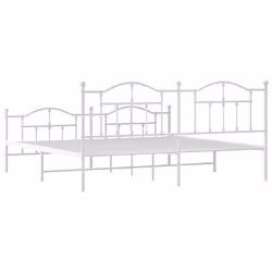 vidaXL Metal Bed Frame Bedroom Platform Bed Base Bedstead Mattress Foundation - white, 200 x 200/with headboard & footboard - Additional view 6