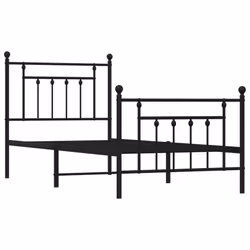 vidaXL Metal Bed Frame Bedroom Bed Base Bedstead Metal Matress Foundation - black, 80 x 200 cm/with headboard & footboard - Additional view 4