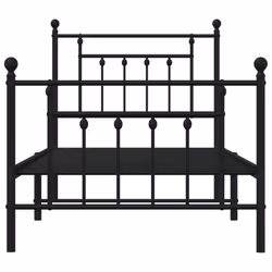 vidaXL Metal Bed Frame Bedroom Bed Base Bedstead Metal Matress Foundation - black, 80 x 200 cm/with headboard & footboard - Additional view 5