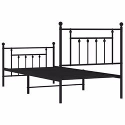 vidaXL Metal Bed Frame Bedroom Bed Base Bedstead Metal Matress Foundation - black, 80 x 200 cm/with headboard & footboard - Additional view 7