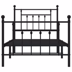 vidaXL Metal Bed Frame Bedroom Bed Base Bedstead Metal Matress Foundation - black, 90 x 200 cm/with headboard & footboard - Additional view 5