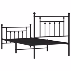 vidaXL Metal Bed Frame Bedroom Bed Base Bedstead Metal Matress Foundation - black, 90 x 200 cm/with headboard & footboard - Additional view 7