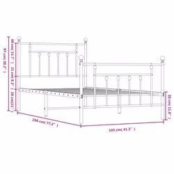 vidaXL Metal Bed Frame Bedroom Bed Base Bedstead Metal Matress Foundation - black, 100 x 190 cm/with headboard & footboard - Additional view 3