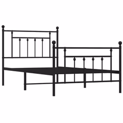 vidaXL Metal Bed Frame Bedroom Bed Base Bedstead Metal Matress Foundation - black, 100 x 190 cm/with headboard & footboard - Additional view 4