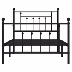 vidaXL Metal Bed Frame Bedroom Bed Base Bedstead Metal Matress Foundation - black, 100 x 190 cm/with headboard & footboard - Additional view 5