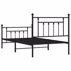 vidaXL Metal Bed Frame Bedroom Bed Base Bedstead Metal Matress Foundation - black, 100 x 190 cm/with headboard & footboard - Additional view 7