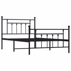 vidaXL Metal Bed Frame Bedroom Bed Base Bedstead Metal Matress Foundation - black, 100 x 200 cm/with headboard & footboard - Additional view 4